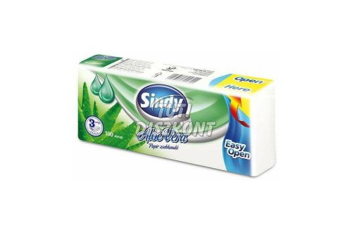 Sindy papírzsebkendő 3 rétegű Aloe, 100 db