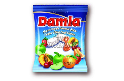 Damla töltött puhakaramell gyümölcs ízű mix, 90 G