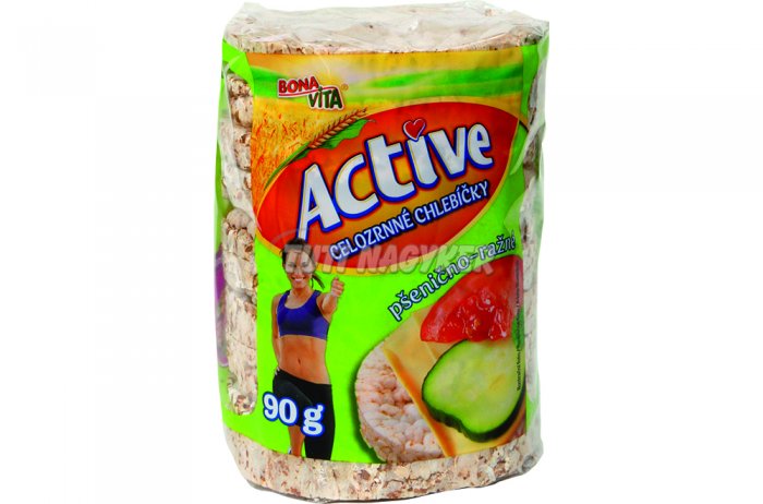 Active puffasztott szelet búza-rozs, 90 G