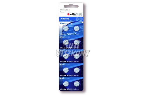 AgfaPhoto Alkaline Button Cell AG13 LR44 B10, 10 db