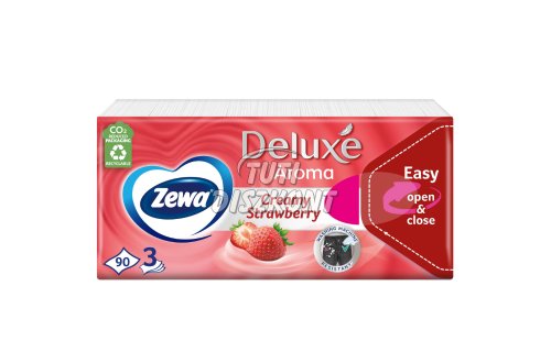 Zewa Deluxe papírzsebkendő 3 rtg 90db GreenMint/Strawberry, 90 db