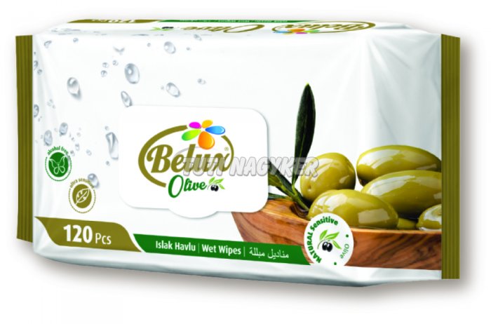 Belux nedves törlőkendő oliva flip top, 120 db