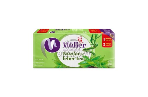 Müller papírzsebkendő 4 rét. Bambusz-fehértea, 100 db