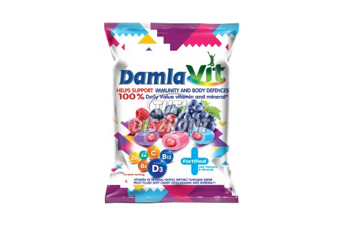 Damla VIT töltött puhakaramell gyümölcs ízű vitaminokkal, 80 G