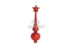 Karácsonyfa csúcsdísz műanyag piros 18,5cm 58062C, 1 DB