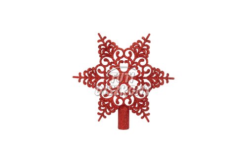 Karácsonyfa csúcsdísz hópehely piros 20x20cm 58608C, 1 DB