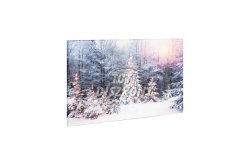 Karácsonyi hangulatkép LED-es téli táj 48x38cm 58474, 1 DB