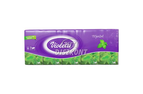 Violeta papírzsebkendő 3 rétegű Mentol 10X10db, 10 db