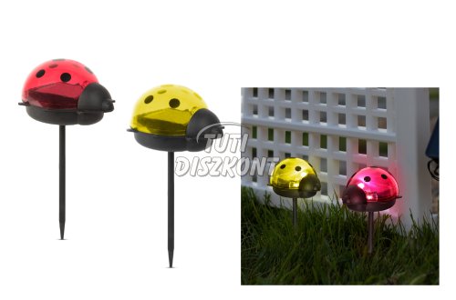 LED-es szolár lámpa katica hidegfehér piros/sárga 11240B, 1 db