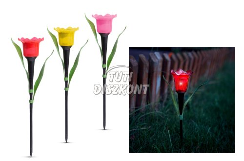 LED-es szolár tulipánlámpa 31cm sárga/piros/rózsaszín 11750, 1 db