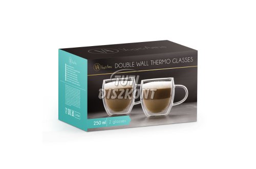 Duplafalú cappuccino üveg csésze 250ml 2db/doboz 57176B, 1 CS