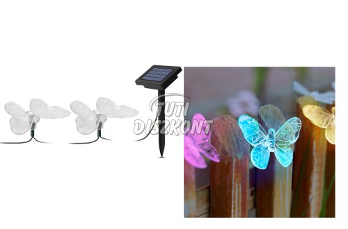 LED szolár fényfüzér pillangó 2,9m 10 színes LED 11758A, 1 db