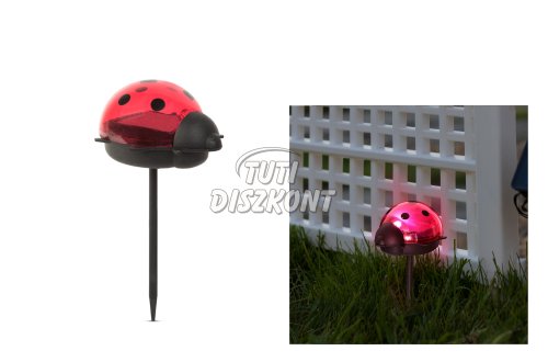 LED-es szolár lámpa katica hidegfehér piros 11240C, 1 db