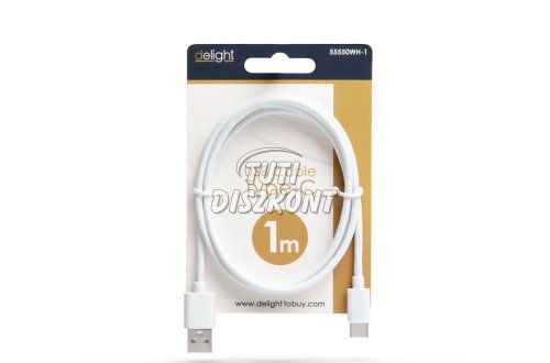 Adatkábel USB Type-C fehér 1m 55550WH-1, 1 db