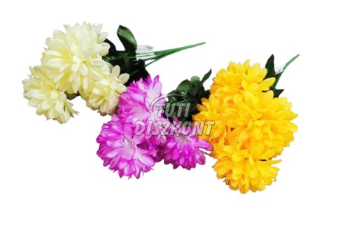 Művirág csokor krizantém 5ágú fej átm.9cm mix, 1 db