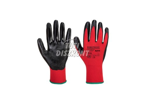Portwest Flexo Grip nitril védőkesztyű piros/fekete08/M A310, 1 PÁR