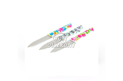 Konyhai kés készlet 16cm virág mintás 3db/cs 56317, 1 CS