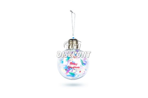 Karácsonyi LED-es gömb RGB LED átlátszó műanyag 8cm 59747B, 1 DB