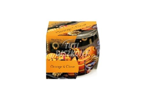 Illatgyertya poharas narancs-szegfűszeg 70gr, 1 db