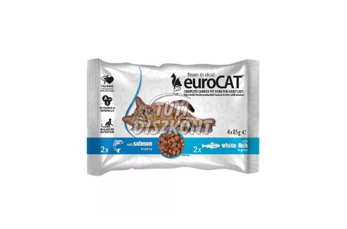 Euro cat alutasakos macskaeledel 4X85g lazac-f.hal, 340 g