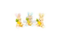 Textil dekoráció nyuszi 15cm 3féle(11582), 1 DB