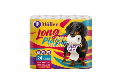 Müller Long Play WC papír 3 rtg.24 tek.nyomott mintás, 24 tek