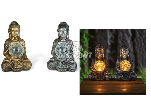 Szolár Buddha 1 melegfehér LED műgyanta 17x15x26cm 11268, 1 DB